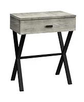 Mixed Material End Table with Drawer – Wood Top & Metal Base