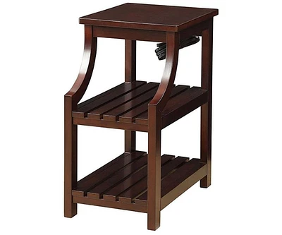 Modern Wooden End Table with Usb Ports and Storage Compartment