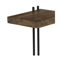 Industrial Solid Wood Square End Table with Metal Accents and Rivets