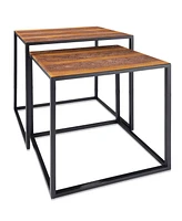Contemporary Resin End Table – Versatile and Functional Design-Set of Two