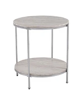 24" Chrome Manufactured Wood And Iron Rectangular End Table With Shelf