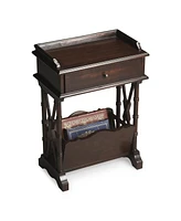 24" Black Solid and Manufactured Wood End Table With Drawer And Shelf With Magazine Holder