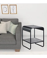 Contemporary Rectangular End Table with Metal Frame and Storage Shelf