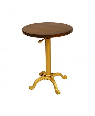 Solid Elm Wood End Table – Round Accent Table with Natural Grain for Home Interiors