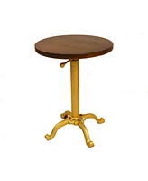 Solid Elm Wood End Table – Round Accent Table with Natural Grain for Home Interiors