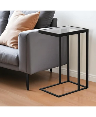 Modern Glass and Steel End Table – Sleek Accent Table for Living Room