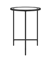 Minimalist Round End Table with Clear Tempered Glass Top and Metal Base