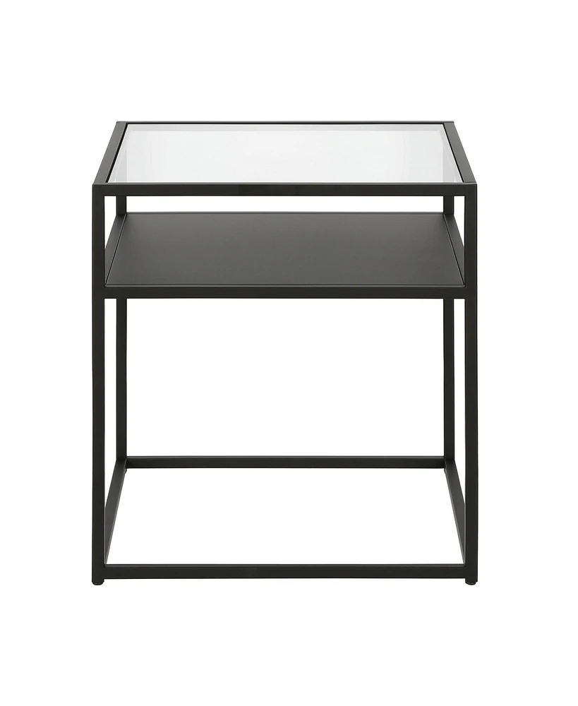 Steel Square End Table with Shelf – Minimalist Design for Modern Spaces