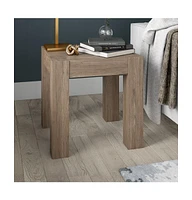 Wood Square End Table for Living Room – Classic Accent with Storage Shelf