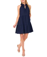 CeCe Women's Ruffle-Neck Sleeveless Tiered Sun Dress