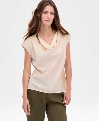 Tahari Asl Women's Extended-Shoulder Draped-Neck Blouse