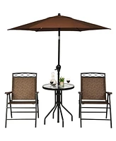 Gymax 3PCS Bistro Set Conversation Set Pub Patio Outdoor w/ Folding Chairs Table