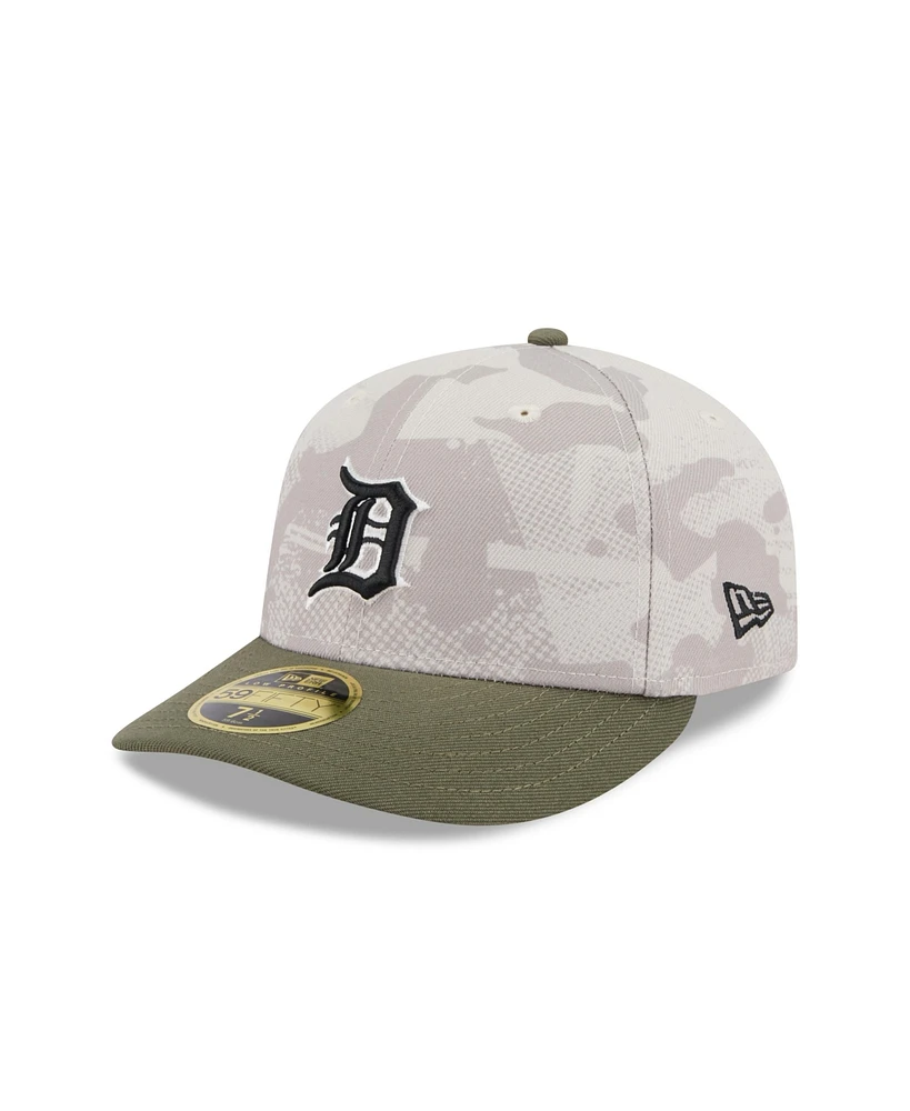 New Era Men's Light Beige/Olive Detroit Tigers 2025 Armed Forces Day Low Profile 59FIFTY Fitted Hat