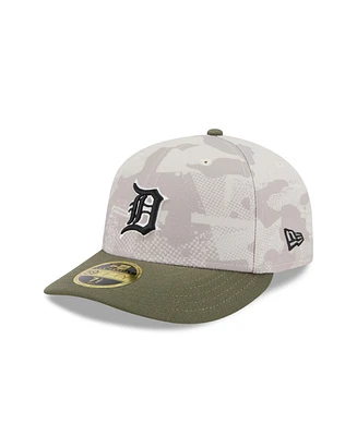 New Era Men's Light Beige/Olive Detroit Tigers 2025 Armed Forces Day Low Profile 59FIFTY Fitted Hat