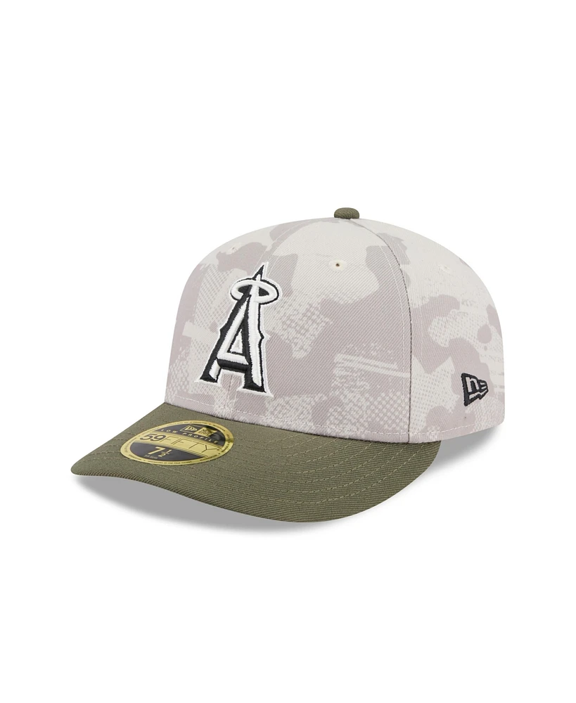 New Era Men's Light Beige/Olive Los Angeles Angels 2025 Armed Forces Day Low Profile 59FIFTY Fitted Hat