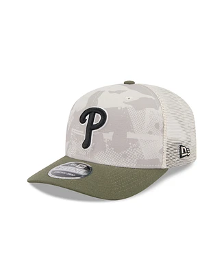 New Era Men's Light Beige/Olive Philadelphia Phillies 2025 Armed Forces Day 9SEVENTY Adjustable Hat