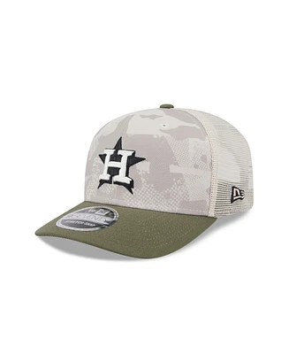 New Era Men's Light Beige/Olive Houston Astros 2025 Armed Forces Day 9SEVENTY Adjustable Hat
