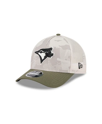 New Era Men's Light Beige/Olive Toronto Blue Jays 2025 Armed Forces Day 9FORTY M-Crown A-Frame Adjustable Hat