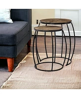 Pair of Round Solid Wood Side Tables – Rustic Charm for Any Space
