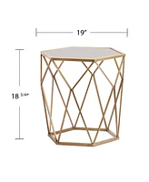 Reflective Glass Hexagon Mirrored End Table for Modern Home Decor
