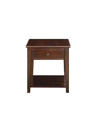 Functional Manufactured Wood Rectangular Side Table with Storage Drawer and Shelf
