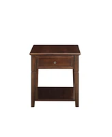 Functional Manufactured Wood Rectangular Side Table with Storage Drawer and Shelf
