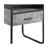 Square Wood and Metal End Table with Storage Drawer and Shelf