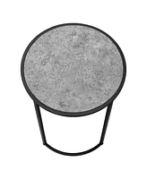 Farmhouse Style Round End Table with Bottom Shelf