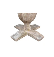 Round Marble Top End Table with Solid Wood Legs – Modern Accent Piece