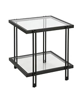 Glass and Steel End Table with Storage Shelf – Ideal for Modern Interiors