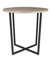 Rustic 20" Round End Table Wood Top with Sturdy Steel Frame
