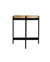 22" Industrial Round End Table Wood Top and Black Metal Legs