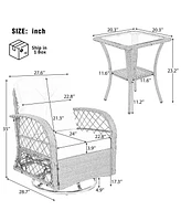 Mondawe 3-piece Outdoor Chair&Table Set Chat 2-person Rattan Seating Group
