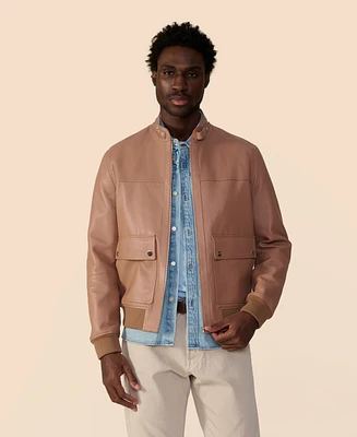 Furniq Uk Men's Men s Leather Bomber Jacket, Created for Macy