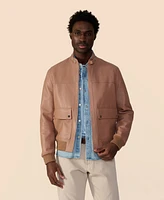 Furniq Uk Men's Men s Leather Bomber Jacket, Created for Macy