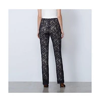 Etcetera Women's Black Floral Lace Pants Ranunculus