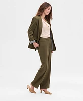 Tahari Asl Women's Brushed Woven Mid-Rise Flared Pants