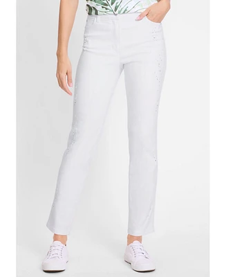 Olsen Women's Lisa Fit Straight Embellished Jean