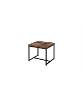 Industrial End Table with Metal Frame and Manufactured Wood Top