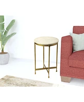 Round End Table with Faux Marble Top – Chic Living Room Accent