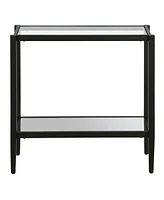 Modern Glass and Steel Mirrored End Table with Storage Shelf – Chic Side Table