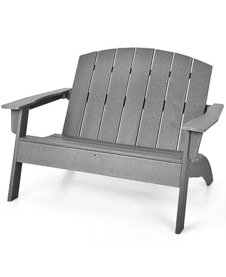 Gymax Outdoor Adirondack Chair Patio Hdpe Adirondack Loveseat Bench Weather Resistant