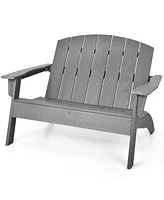 Gymax Outdoor Adirondack Chair Patio Hdpe Adirondack Loveseat Bench Weather Resistant