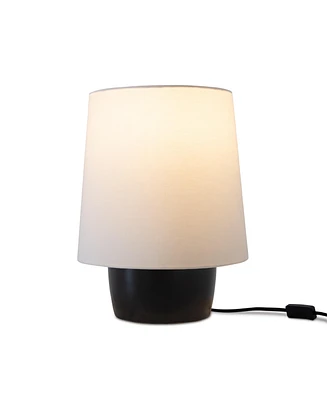 Dan Led Classic Table Lamp with Cream Tapered Drum Shade and Heavy Ceramic Base, Bulb Included (14")