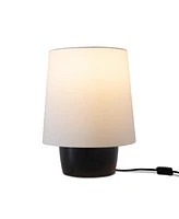 Dan Led Classic Table Lamp with Cream Tapered Drum Shade and Heavy Ceramic Base, Bulb Included (14")