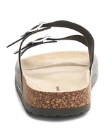 Alpine Swiss Mens Double Strap Casual Slides Flat Sandals