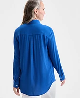 Style & Co Women's Embroidered Perfect Shirt, Exclusively at Macy's