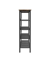 Mdf Industrial Shoe Rack, Adjustable Rustic Style 5-Tier Shoe Rack Storage Rack With 4 Grid Shelves