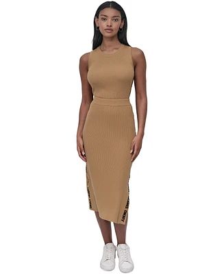 Dkny Jeans Women's Side Logo Ribbed Midi Skirt - W9B
