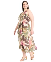 Maggy London Plus Printed Sleeveless Midi Dress